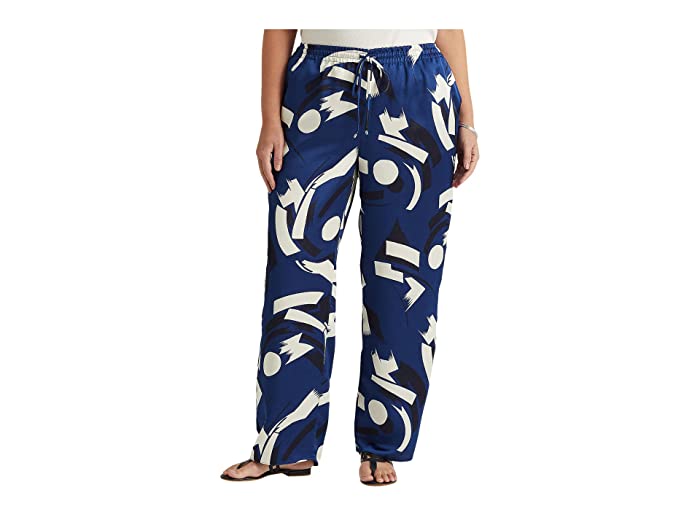 Lauren Ralph Lauren Plus Size Geometric Print Charmeuse Wide Leg Pants, Size 3X by Vanessa Jane