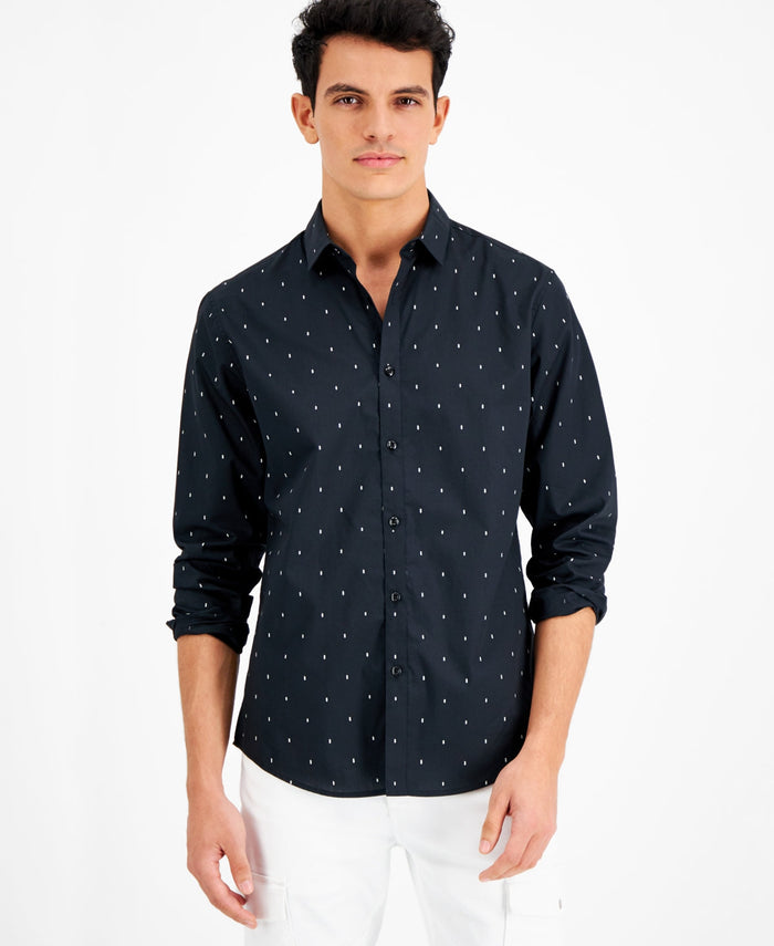 Inc International Concepts Mens Regular-Fit Dash-Print Shirt, Size Medium by Vanessa Jane