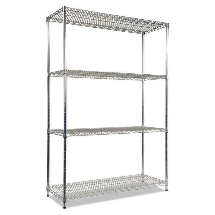 Alera NSF Certified Industrial Four-Shelf Wire Shelving Kit, 48w x 18d x 72h, Silver