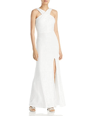 Aqua Womens Sequined Sleeveless Formal Evening Dress Gown by Vanessa Jane