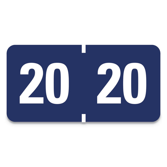 Smead Yearly End Tab File Folder Labels, 20, 0.75 x 1.5, Dark Blue, 500/Roll