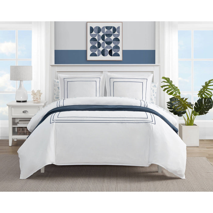 NAUTICA Alden White Embroidered 2-Piece Duvet Cover Set, Twin by Vanessa Jane