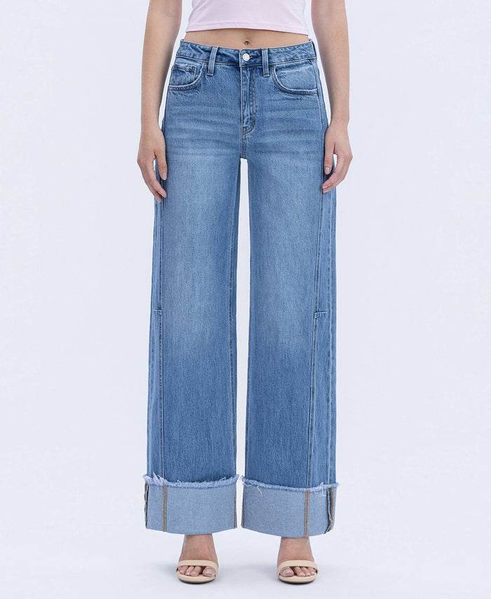 Mia High Rise Cuffed Wide Jeans by Boutique 23