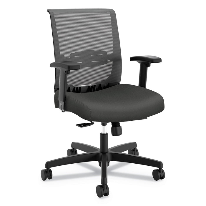 HON Convergence Mid-Back Task Chair, Synchro-Tilt and Seat Glide, Supports Up to 275 lb, Iron Ore Seat, Black Back/Base