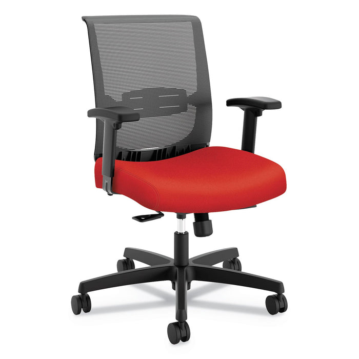 HON Convergence Mid-Back Task Chair, Synchro-Tilt and Seat Glide, Supports Up to 275 lb, Red Seat, Black Back/Base