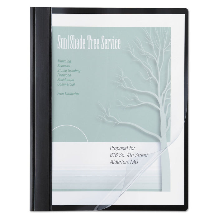 ACCO Clear Front Vinyl Report Cover, Prong Fastner, 0.5" Capacity, 8.5 x 11, Clear/Black, 10/Pack