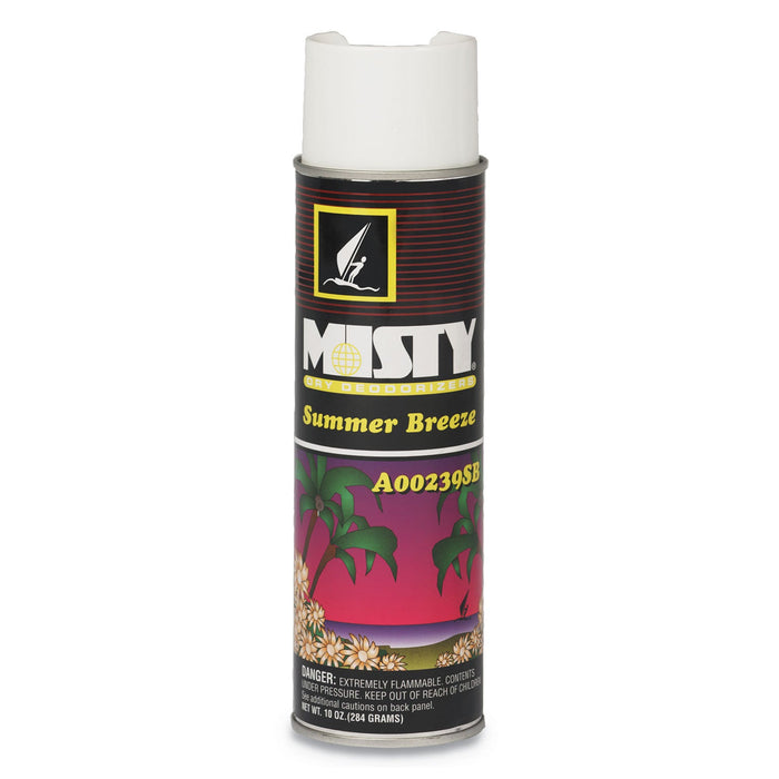 Misty Handheld Air Deodorizer, Summer Breeze, 10 oz Aerosol Spray, 12/Carton