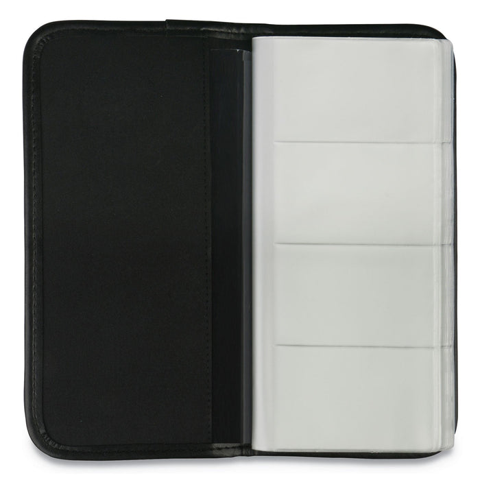 Universal Business Card Holder, Holds 160 3.5 x 2 Cards, 4.75 x 10.13, Vinyl, Black