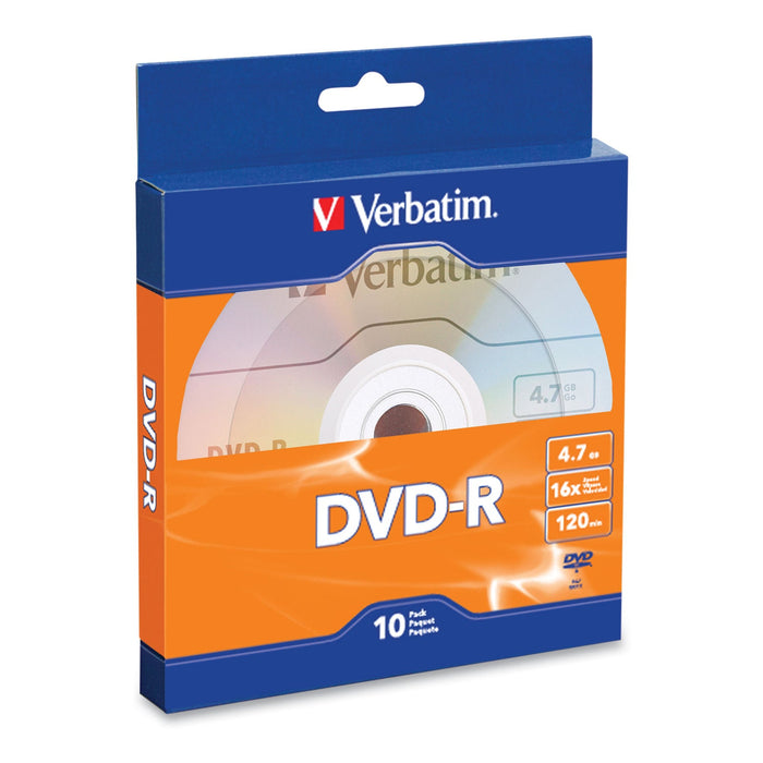 Verbatim DVD-R Recordable Disc, 4.7 GB, 16x, Box, Silver, 10/Pack