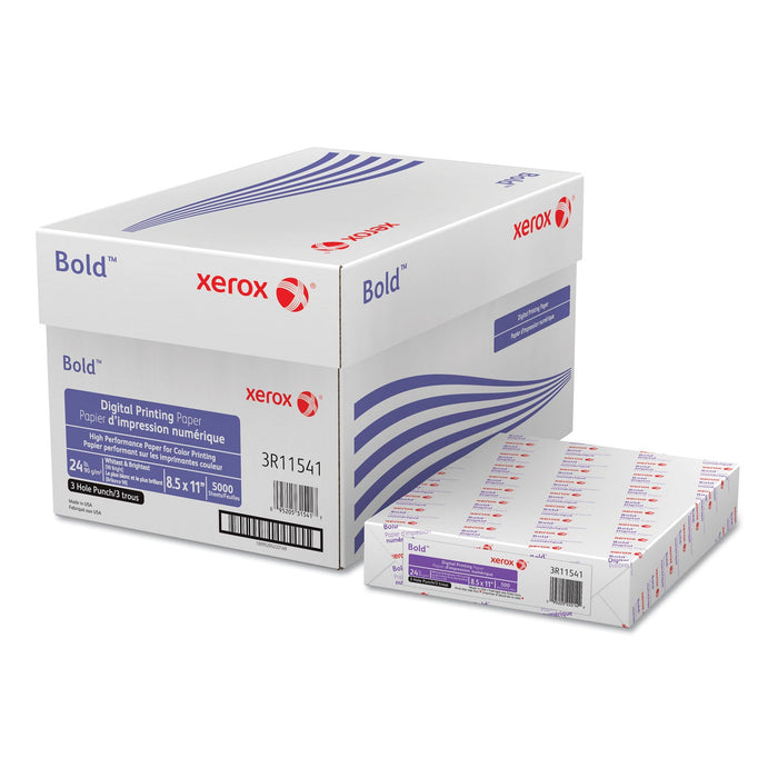 xerox Bold Digital Printing Paper, 98 Bright, 3-Hole, 24 lb Bond Weight, 8.5 x 11, White, 500 Sheets/Ream, 10 Reams/Carton