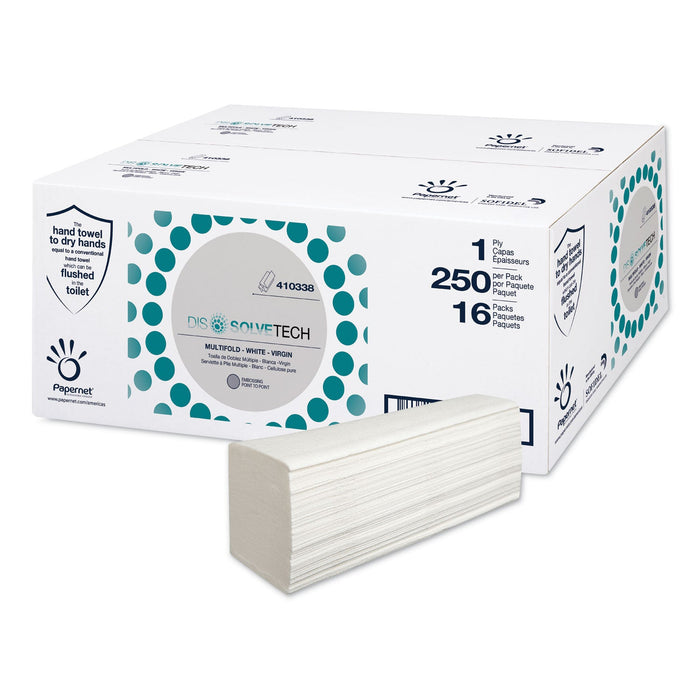 Papernet DissolveTech Paper Towel, 5.3 x 8, White, 250/Pack, 16 Packs/Carton