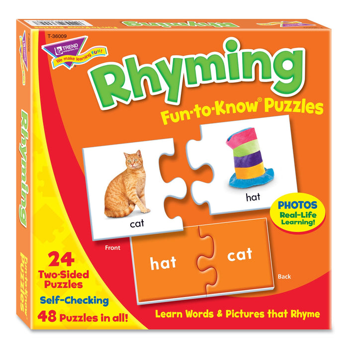 TREND Fun to Know Puzzles, Ages 3 and Up, (24) 2-Sided Puzzles