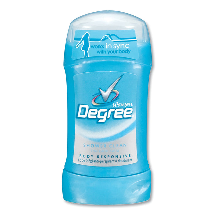 Degree Women Invisible Solid Anti-Perspirant/Deodorant, Shower Clean, 1.6 oz Bottle, 12/Carton