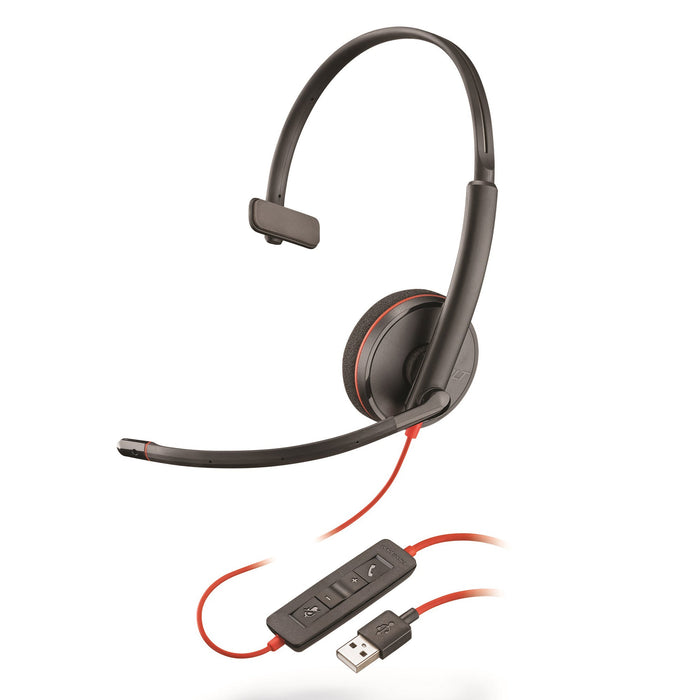 poly Blackwire 3210, Monaural, Over The Head USB Headset