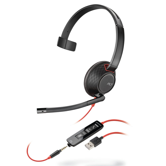 poly Blackwire 5210, Monaural, Over The Head USB Headset