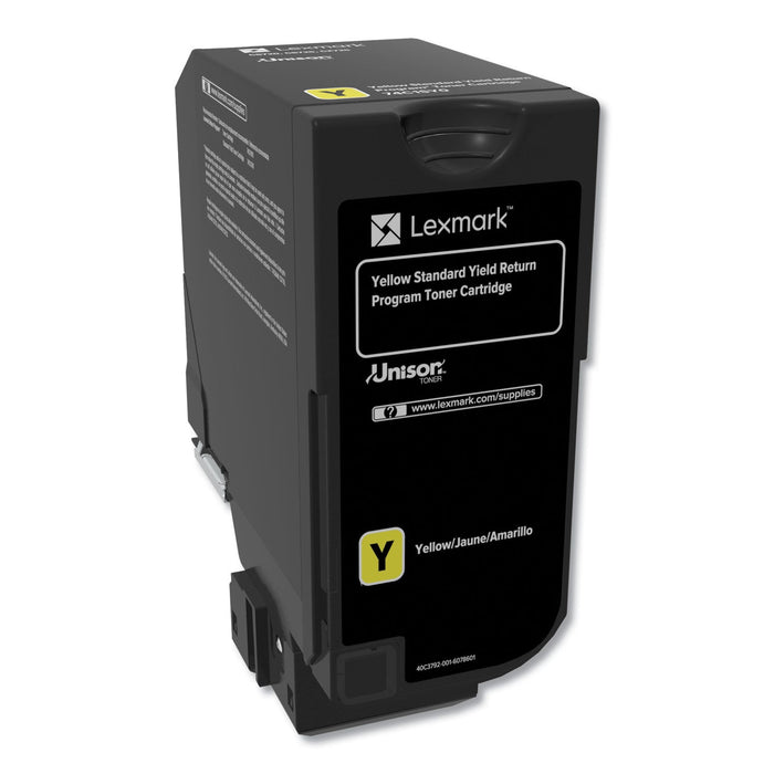 Lexmark 74C1SY0 Return Program Toner, 7,000 Page-Yield, Yellow