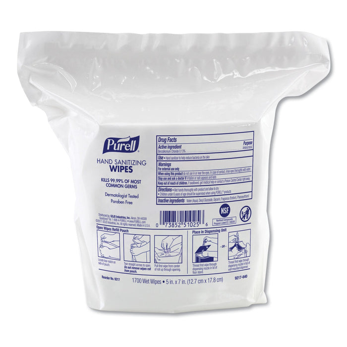 PURELL Hand Sanitizing Wipes, 3-Ply, 8.25 x 14.06, Fresh Citrus Scent, White, 1,700 Wipes/Pouch, 2 Pouches/Carton