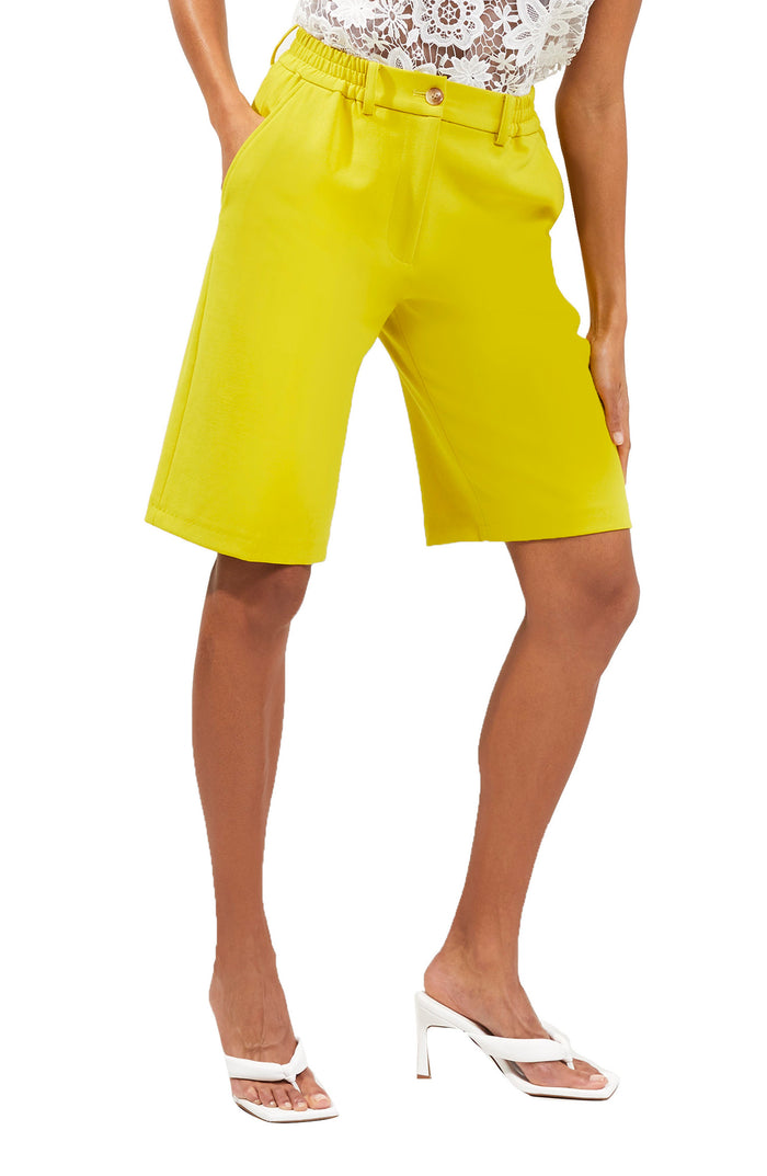 French Connection Emiko Whisper Bermuda Shorts in Warm Olive, Size 4 by Vanessa Jane