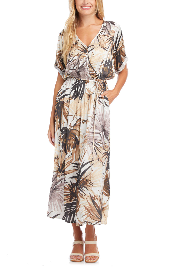 Karen Kane Womens Cuffed Sleeve Dress in Print, Size Large by Vanessa Jane