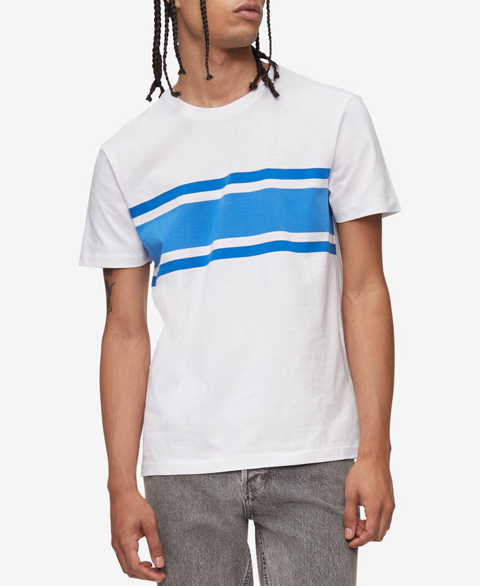 Calvin Klein Mens Chest Stripe T-Shirt Cotton, White, Size XXL by Vanessa Jane