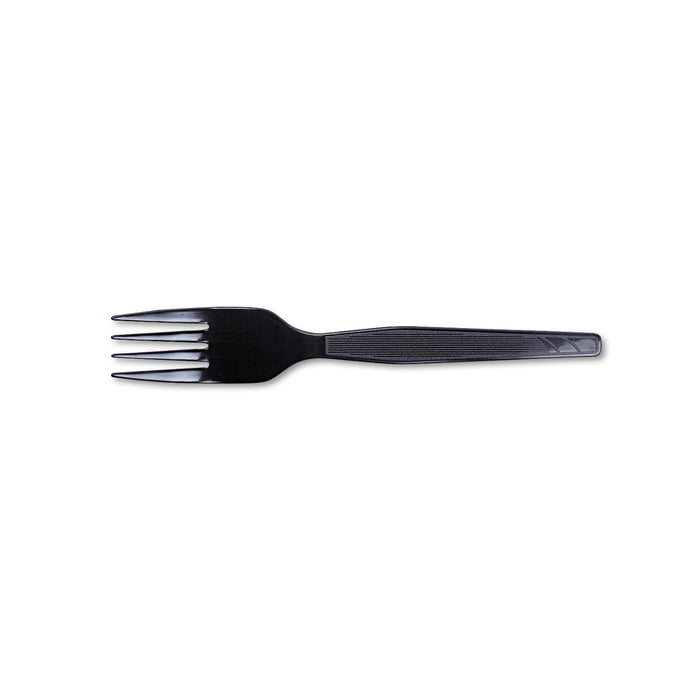 Dixie Plastic Cutlery, Heavy Mediumweight Forks, Black, 1,000/Carton