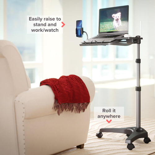 LEVO G2 V16 Rolling Laptop Workstation Stand Cart - WITH MOUSE TRAY and PHONE MOUNT by Levō
