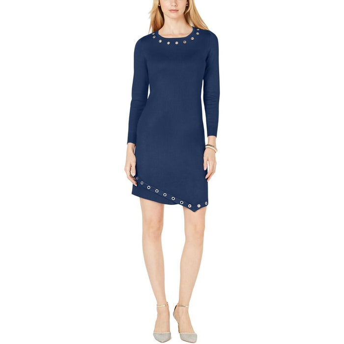 NY Collection Womens Petites Grommet Ribbed Trim Sweaterdress, Petite Medium by Vanessa Jane