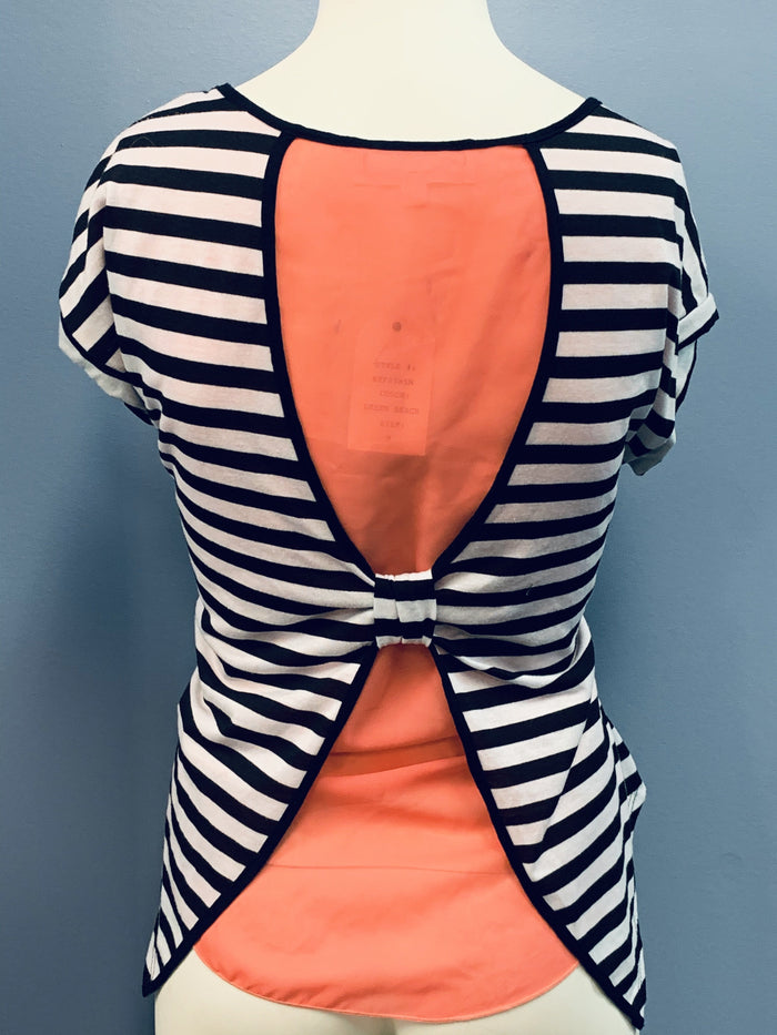 Hippie Hippie Rose Juniors Striped layered Sleeveless Top, Size S/White Stripe by Vanessa Jane