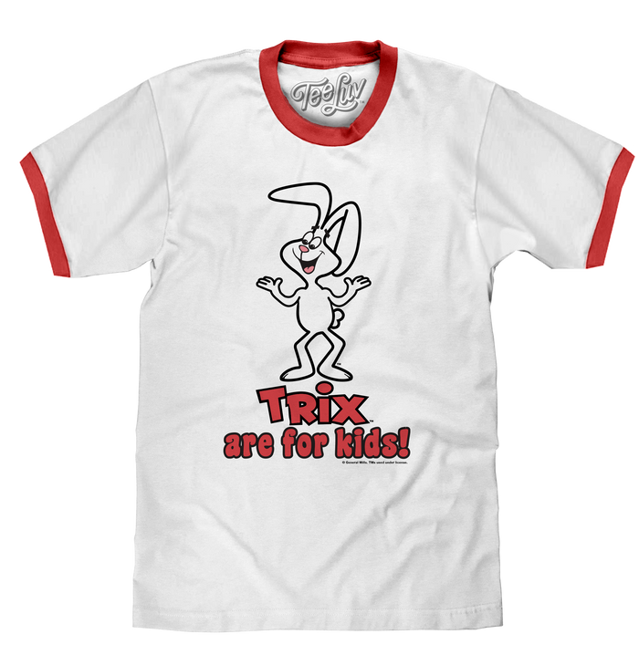 Trix are for Kids! Ringer T-Shirt - White and Red by Tee Luv