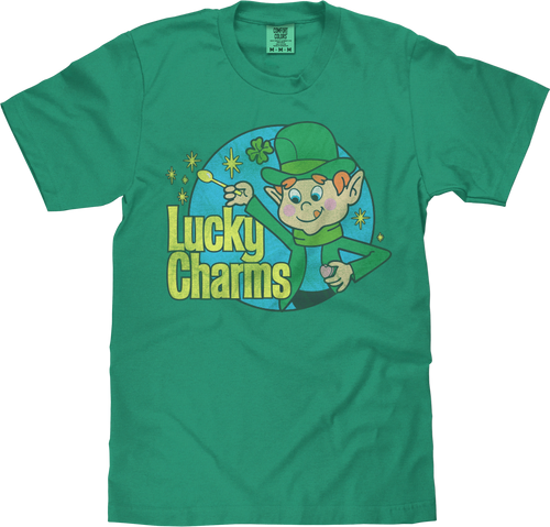 Tee Luv x Comfort Colors 70s Lucky Charms Cereal Leprechaun T-Shirt - Grass Green by Tee Luv