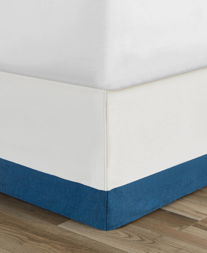 Nautica Colorblock Navy Blue and White Cotton Queen 15 in. Drop Tailored Bed Sk by Vanessa Jane
