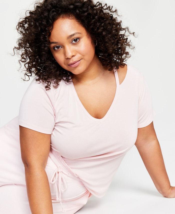 Jenni Style Not Size Short Sleeve Neckline Cutout T-Shirt by Vanessa Jane