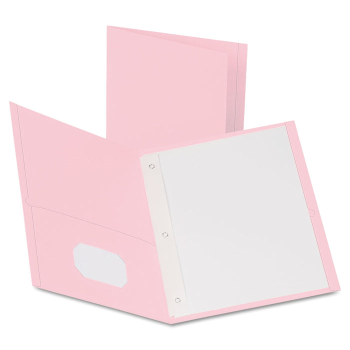 Oxford Twin-Pocket Folders with 3 Fasteners, 0.5" Capacity, 11 x 8.5, Pink,25/Box