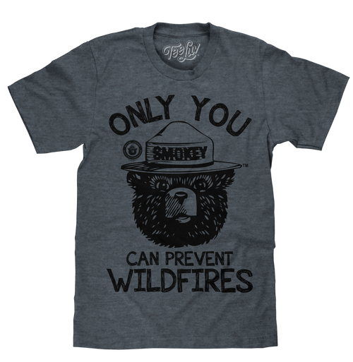 Smokey Bear Only You Can Prevent Wildfires T-Shirt - Indigo by Tee Luv