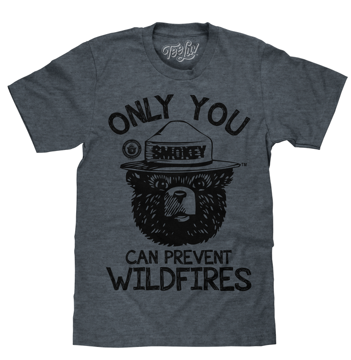 Smokey Bear Only You Can Prevent Wildfires T-Shirt - Indigo by Tee Luv