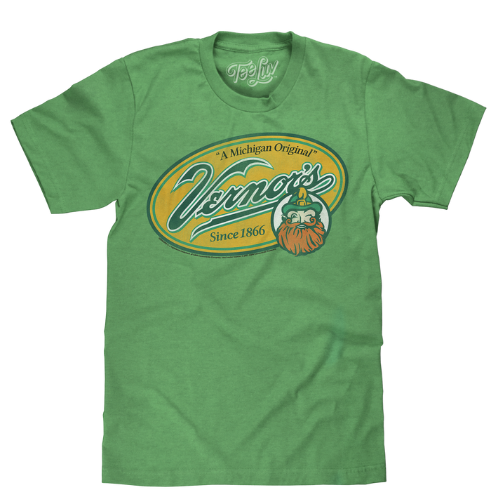 Vernor's Ginger Ale Michigan Original T-Shirt - Heather Kelly Green by Tee Luv