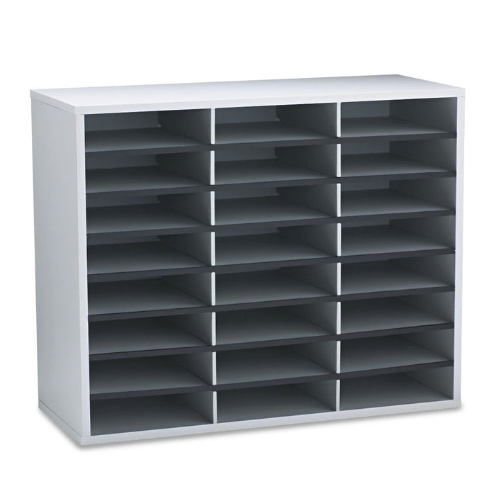Fellowes Literature Organizer, 24 Letter Compartments, 29 x 11.88 x 23.44, Dove Gray
