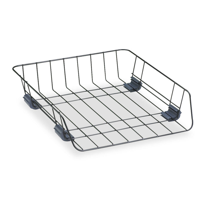 Fellowes Front-Load Wire Desk Tray, 1 Section, Letter Size Files, 10.88" x 12.63" x 2.63", Black