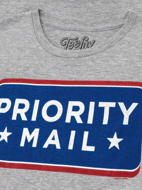 United States Postal Service USPS Priority Mail T-Shirt - Athletic Heather Gray by Tee Luv