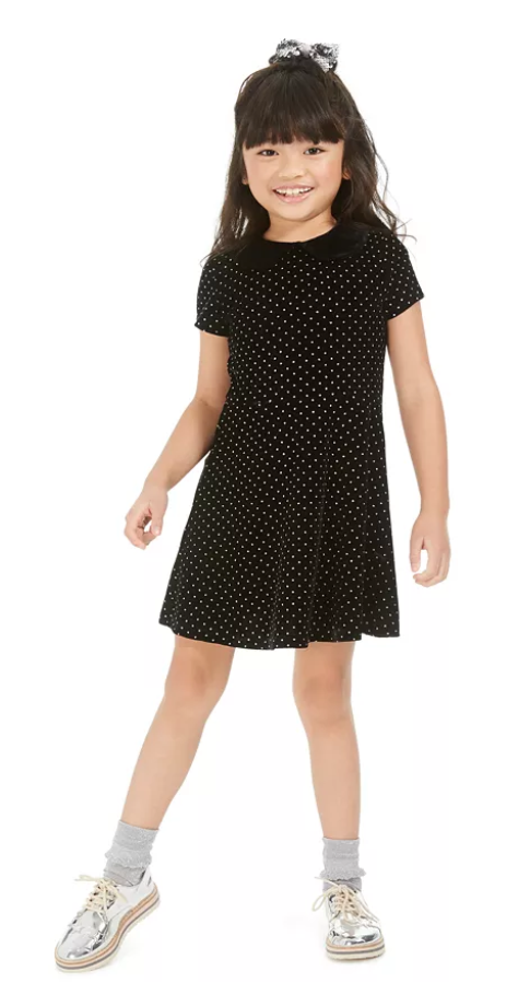 Epic Threads Little Girls Short Sleeve Collared Velvet Textured Dress, size 2T by Vanessa Jane