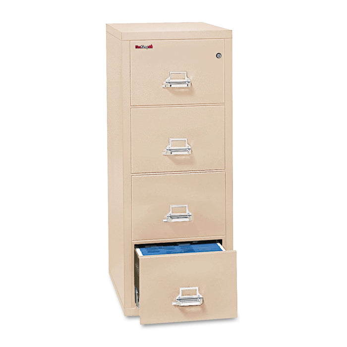 FireKing Insulated Vertical File, 1-Hour Fire Protection, 4 Legal-Size File Drawers, Parchment, 20.81" x 25" x 52.75"