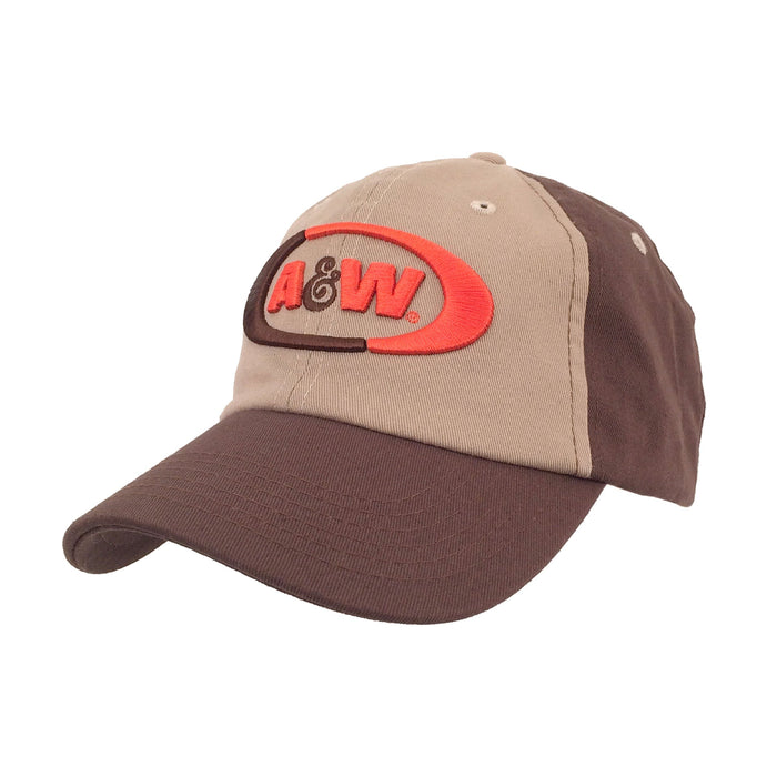 A&W Root Beer Logo Baseball Hat - Brown and Tan by Tee Luv