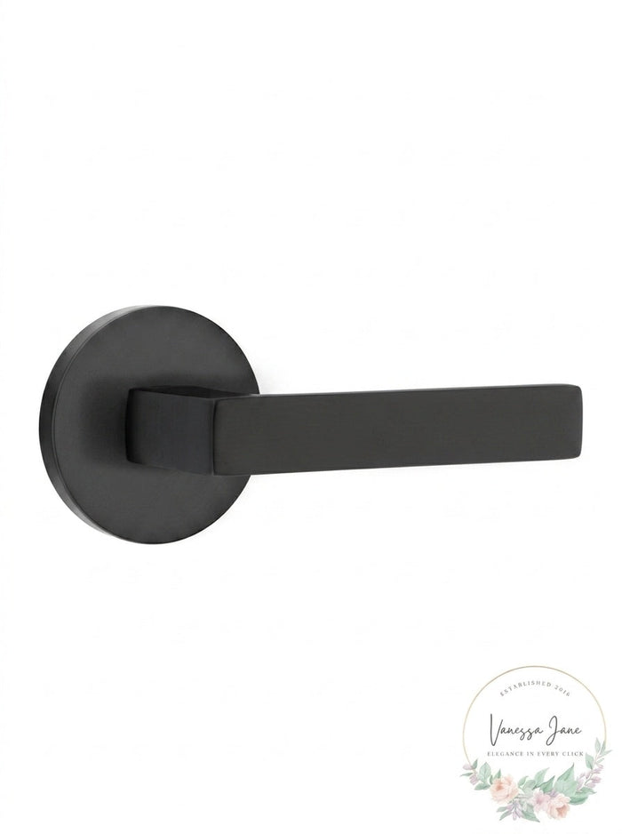 Emtek Concealed Fastener Passage Set with Disk Rosette and Dumont Levers by Vanessa Jane