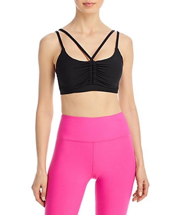 Aqua Athletic Strappy Shirred Sports Bra by Vanessa Jane