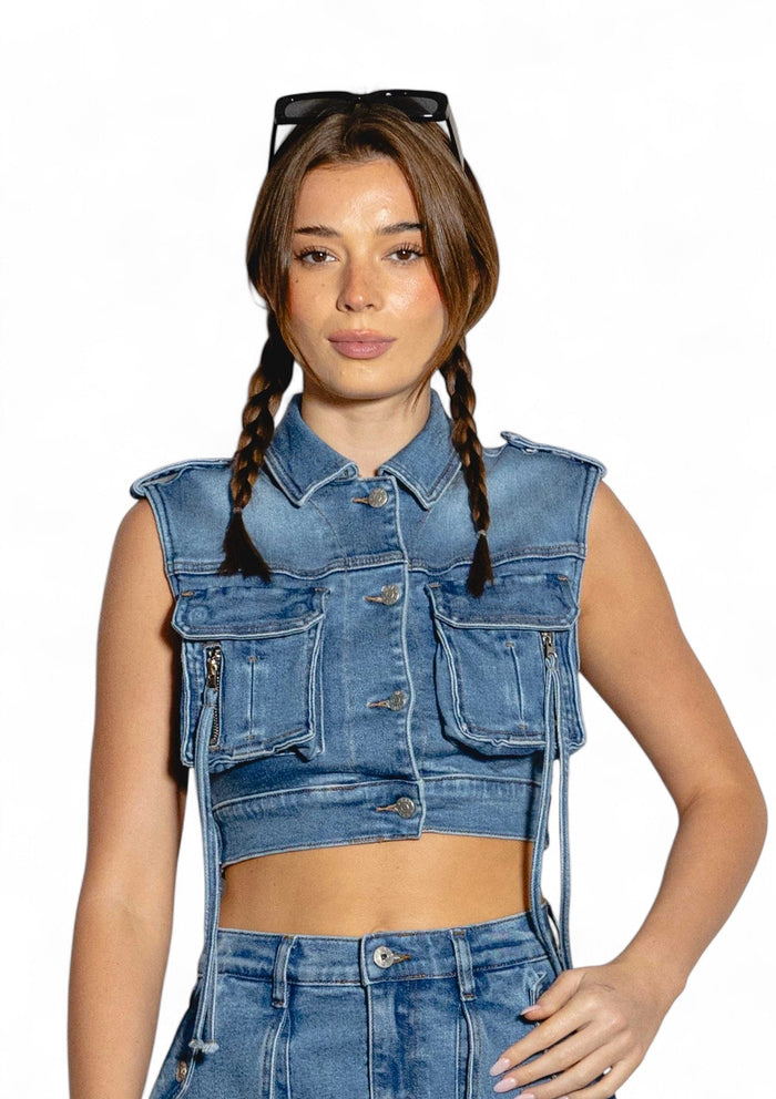 Sleeveless Denim Trucker Jacket by The House of Stylez