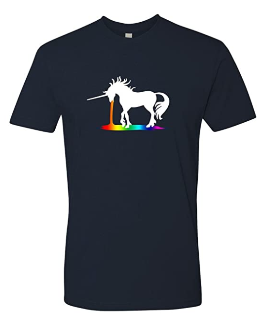 Panoware Mens Unicorn Spew Rainbow T-Shirt, Size 3XL by Vanessa Jane