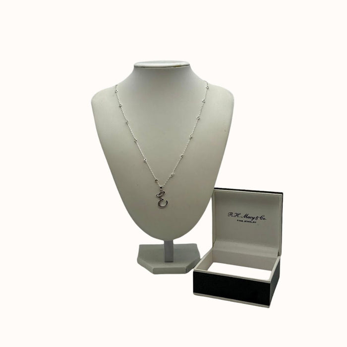RH Macy Cubic Zirconia Initial 18 Pendant Necklace in Sterling Silver, Letter E by Vanessa Jane