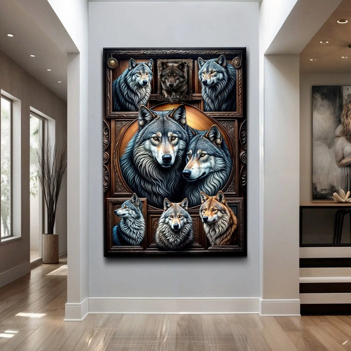 3D Wolf Collage Wall Art III by Tailored Canvases