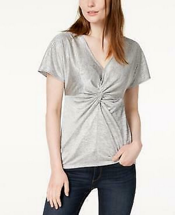 Bar III Womens Twist-Front Top, Size Large by Vanessa Jane
