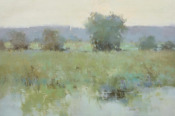 Original Oil Painting of Trees by Bank by Nava Beauty